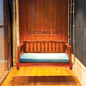 AmitBhai Reversible backrest Teakwood Swing With Antique 12mm SS Links