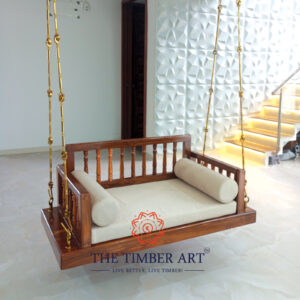 Rajvardhan Reversible backrest Teakwood Swing With Antique 12mm SS Links